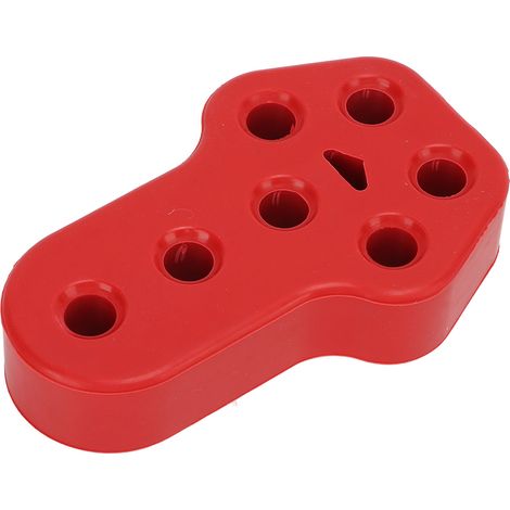 Support caoutchouc silencieux d'échappement, collier de fixation universel 7 trous, diamètre 12 mm, rouge, isolant amortisseur pour pot d'échappement (1/5)