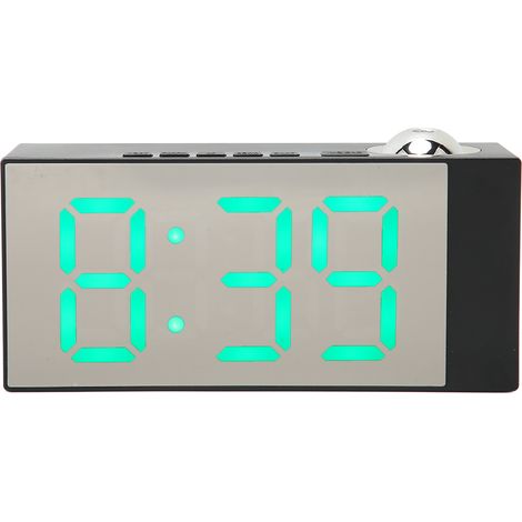 Réveil projecteur avec port de chargement USB, luminosité réglable, horloge numérique rotative à 180 degrés adaptée à la projection au plafond (1/5)
