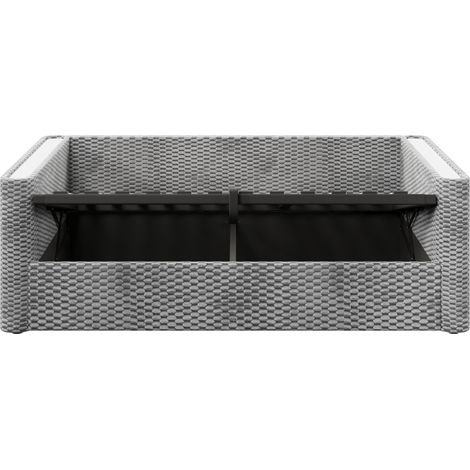Divano letto 90 x 200 cm con LED, contenitore idraulico, rete, velluto grigio (1/5)