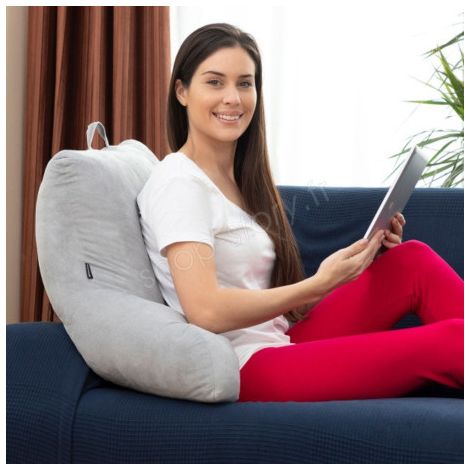 Coussin de Lecture Gris avec Accoudoirs - Soutien Dorsal Optimal pour une Assise Parfaite (1/5)