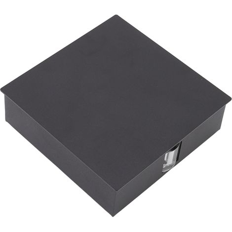 Warmweiße LED-Wandleuchte aus Aluminium, 6 W, 2 LEDs, nach oben und unten gerichtete Beleuchtung, dekorativ und wasserdicht, AC 85–265 V, quadratische Form, schwarzes Gehäuse (1/5)