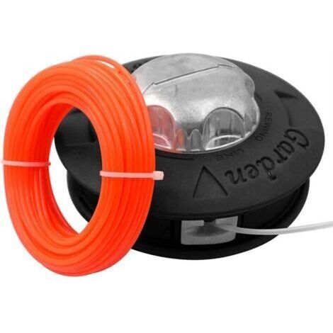 Bobine Fil Tete debroussailleuse Universelle M10 X 1,25 avec 2,4mm x 2m Fil Nylon+15 mètres de corde(Noir)