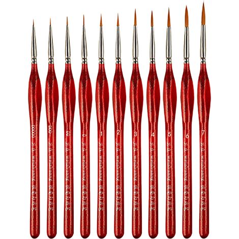 Brush Set - 11 Pièces - Poils Synthétiques - Manche En Bois Naturel - Pour Modélisme Maquettes Peinture Acrylique Aquarelle - 11 Pièces (1/5)