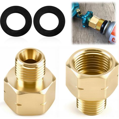Adattatore per bombola del gas da 2 pezzi AG1/4" IKS a IG3/8" IKS Adattatore per gas in ottone per linea del gas, camper, campeggio, stufa a gas, fornello a gas, fornello da campeggio
