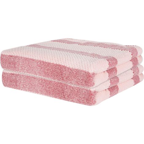 Lot de 2 serviettes en microfibre gaufrée - Serviette de bain ultra-douce et absorbante, rouge