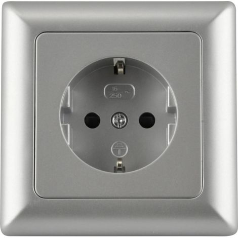 Unitec Steckdose mit Rahmen Genua silber Steckdosen (1/2)