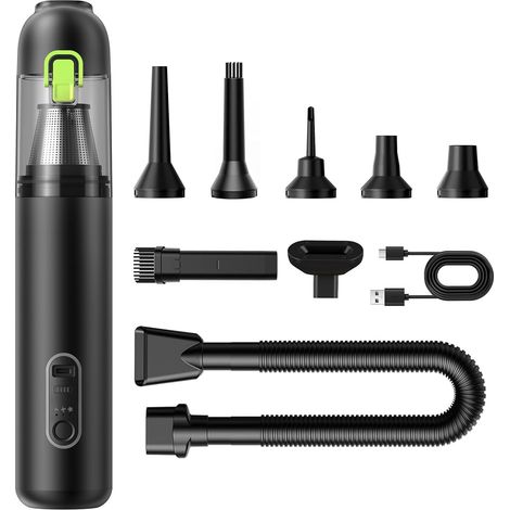 Aspirateur Voiture,20000 Pa Aspirateur à Main,3 Vitesses réglables, Recharge Rapide Type-C sans Fil, 4 en 1 Aspiration/Soufflage/Gonflage/Pompe Vert (1/5)