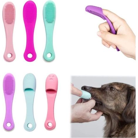6 Pièces Brosse à Dent Chien, brosse à dent en silicone pour chien,Silicone Brosse à Dents pour Animaux, soins dentaires pour chiots (1/4)