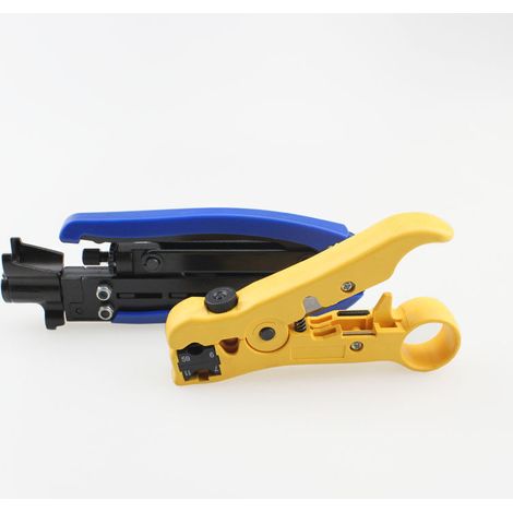 ALLIANDIS1pc Couteau à Dénuder électrique Multifonctionnel Pince à Outils, Pince à Cable Coaxial Coupeur Striper Pour Cables Réseau UTP/STP RG59 RG6 RG7 RG11