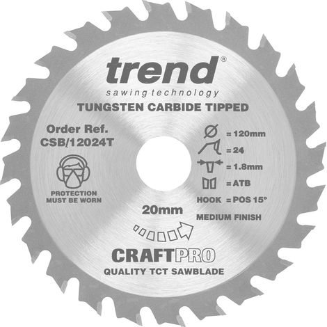 Trend CSB/12024T - Lama per sega artigianale, 24 denti, 120 x 20 mm