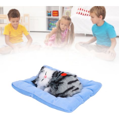 Chaton Simulé Interactif avec Son - Peluche Douce Simulant un Chat Gris en Carbon Active - Jouet pour Décoration Maison et Cadeau - Matière Plush + Plastique - Pression Bas Activé son - Dimension 18x1 (1/5)