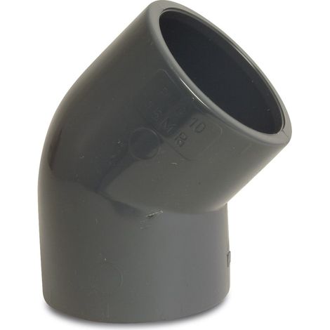 Mega Winkel 45° PVC-U 12 mm Klebemuffe 16 bar, grau