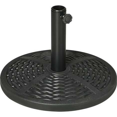 Easycomfort Base per Ombrellone da Giardino Rotonda Effetto Rattan Ø45cm Peso da 9.5kg, Nero (1/5)