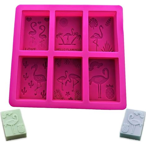 Moules à savon en silicone flamant rose, rectangulaires, pour loisirs créatifs (1/5)