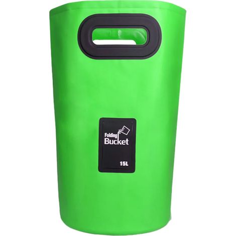Secchio d'acqua pieghevole Duro  Leggero e risparmi spazio  Multiuso per vacanze, giardinaggio, esterno, pesca, campeggio (Verde 15L) (1/5)