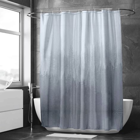 Rideau de douche motif encre fleurs élégantes, rideau imperméable salle de bain, 90x180 cm