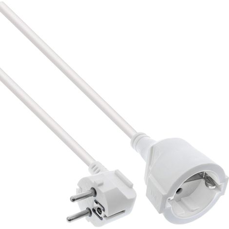 InlineInLine Strom-Verlängerung Schutzkontakt Stecker gewinkelt Buchse weiss 20m - Kabel - Verlängerungskabel - Strom/Netzteil - 20 m (16410Z)