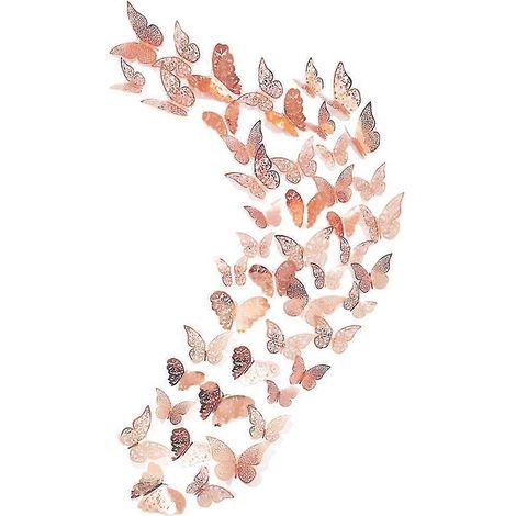 48 Stück Schmetterling-Wandaufkleber, Dekorationen, 3D-Wandaufkleber, metallische Kunstaufkleber, DIY-Wandbilder, Geschenk für (1/5)