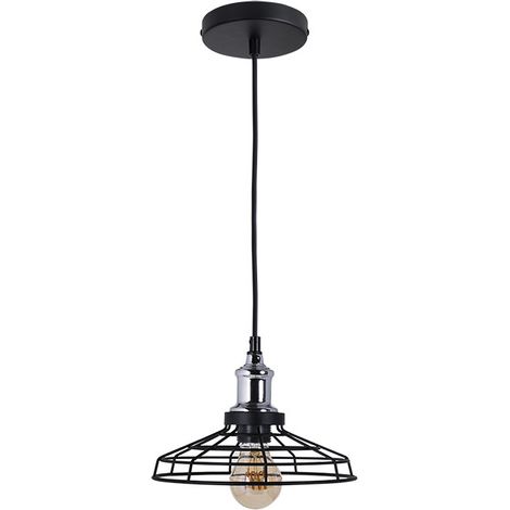 Lampara Colgante Pascal 1xe27 Negro/cromo Reg.x23d de FABRILAMP.