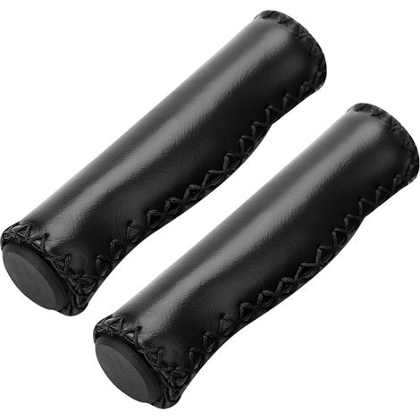 1 Paire de Poignées Vélo en Cuir PU Antidérapantes, Confortables et Durables (Noir) (1/5)