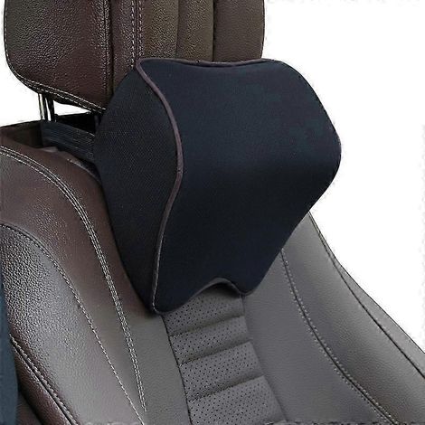 Oreiller de tête de voiture (bordure noire et marron) - Oreiller cervical en mousse à mémoire de forme - Accessoires intérieurs - Bon état (1/4)