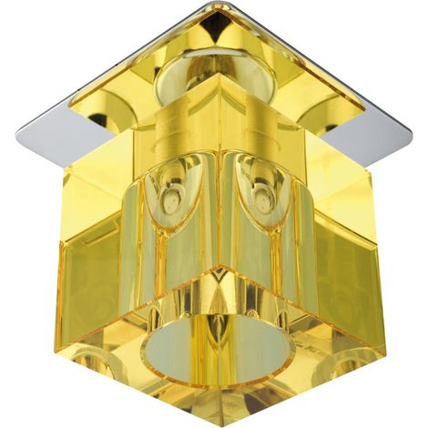 Spot encastré carré chrome cristal jaune G4 Candellux