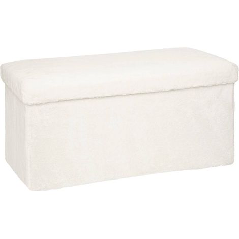 Puff plegable Ezzio madera - blanco - Atmosphera créateur d'intérieur (1/4)