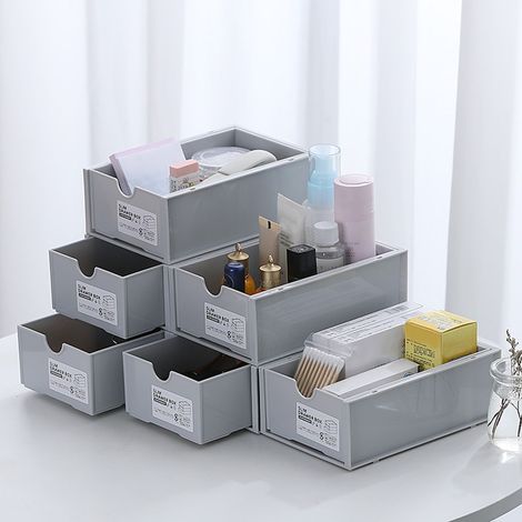 Aufbewahrungsbox fürs Büro, Kosmetikregal, Büroschrank, Schubladenorganizer für Kleinteile, graues Set (1/5)