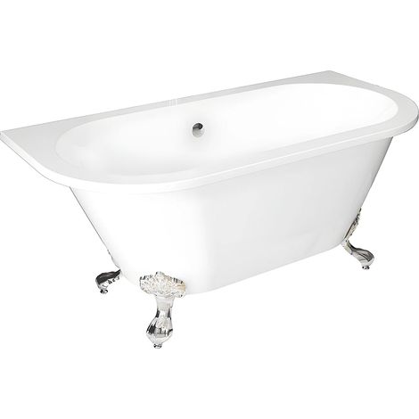 Baignoire semi îlot retro avec pieds d'aigle - 150 x 74 x 61 cm - Acrylique - Blanche - 154 L - SPARUS (1/5)