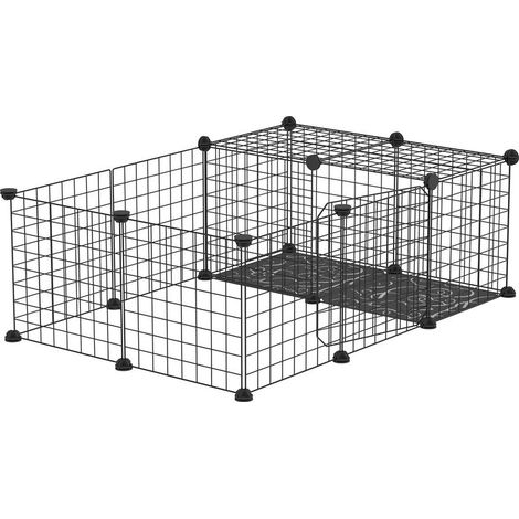 Enclos pour petits animaux parc pour lapins, cochons d'Inde et rongeurs modulable, noir (1/5)