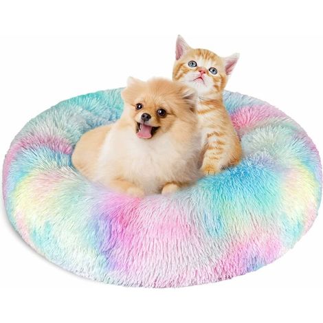 Cat Dogs Bed Round Baskets 60 cm, Washable and Warm Pet Donut Cushion Super Soft and Comfortable for Small Dogs and Cats - Colorful (1/5)