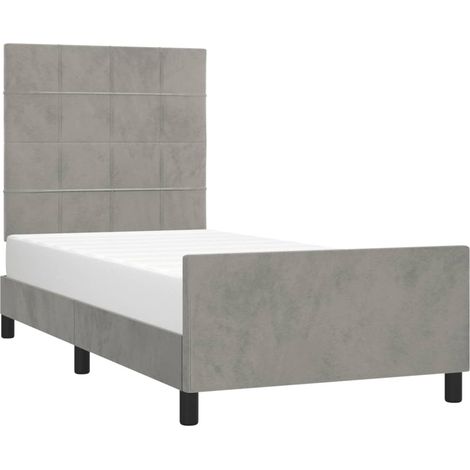 vidaXL Giroletto senza Materasso Grigio Chiaro 90x190 cm Velluto (1/5)