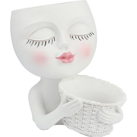 Pot de fleurs mannequin en résine, double pot de fleurs créatif, pot de fleurs visage (1/5)