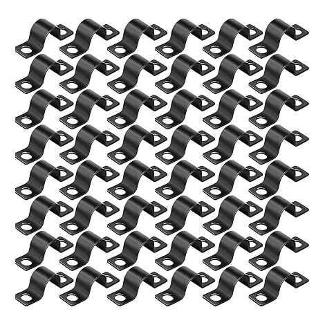 100 Pièces Colliers de Serrage en U Ø 6 mm Collier de Fixation en U Fixation Grillage Rigide 2 Trous U-Collier de Serrage Pour Fixations de Tuyau Câble Tuyaux d'eau Installation (Noir) (1/5)