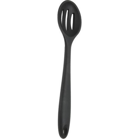 Lot de 3 cuillères de cuisine en silicone, faciles à nettoyer, résistantes aux rayures et peu encombrantes, pour salade, noires. (1/5)