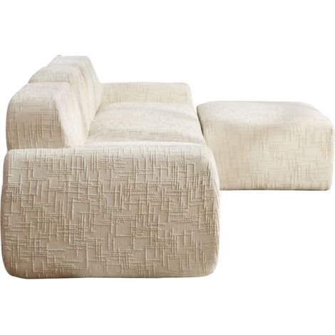 Canapé modulaire en tissu chenille beige compressé avec mousse haute élasticité 30D (1/5)