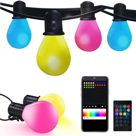 Guirlande lumineuse LED, 12 scènes et 10 combinaisons d'ambiance, 120 modes prédéfinis, 8,5 mètres/25 perles LED, adaptée à une décoration extérieure flexible (1/5)