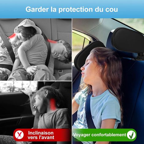 1 pcs Appui-tête de voiture noir pour enfants Sensation de voyage confortable pour enfants et adultes - Assemblage rapide sans tournevis - Coussin de siège de voiture (1/4)