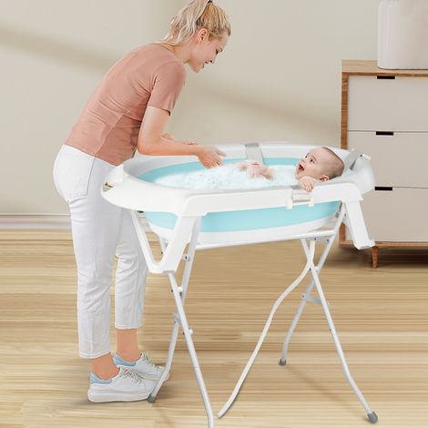 Baignoire pour bébé avec support - baignoire pliable avec coussin de bain - sécurisé et confortable pour nouveau-né - vert (1/5)