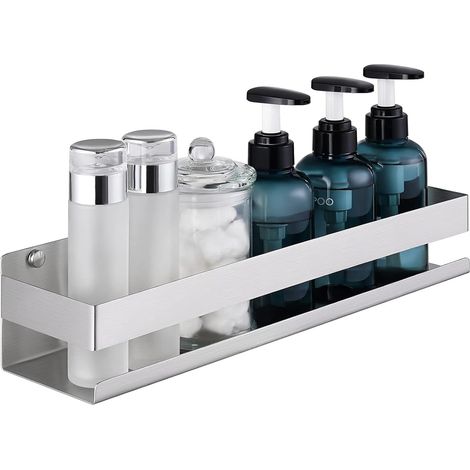 2 Étagère Murale Acier Inoxydable 40CM Finition Brossée Pour Salle De Bain Douche Rangement (1/5)