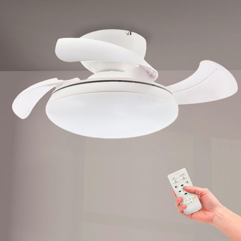M Mimotec - Ventilatore da soffitto LED Mushroom bianco Ø72,5 cm, motore DC silenzioso, luce LED 24W dimmerabile 3CCT, telecomando, timer e funzione estate/inverno. (1/5)