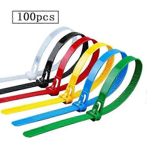 (100 pièces - 4 x 150 mm) 100 attaches de câble universelles en nylon, robustes et autobloquantes, avec goupille et bouton. Outil multifonctionnel pour les réparations quotidiennes de voiture. (1/5)