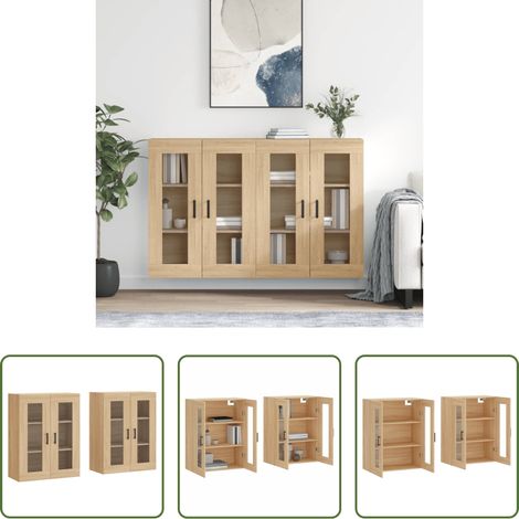 vidaXL Sonoma-Eiche - Wandschränke 2 Stk. Sonoma-Eiche Holzwerkstoff (1/5)