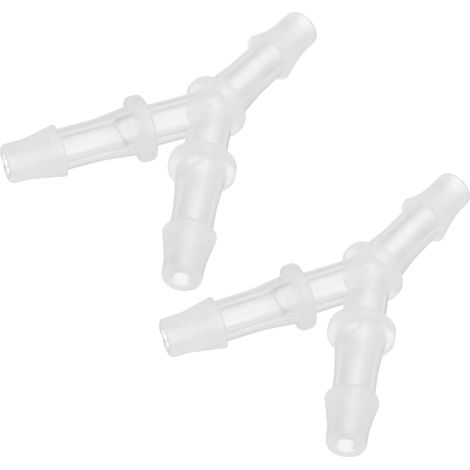 Té Raccord Plastique Barbillon 3 Voie Égal Y Forme Raccord Tuyau OD 1/4" pour ID 5mm Eau attiédissement Tuyau Blanc Paquet de 2 (1/5)