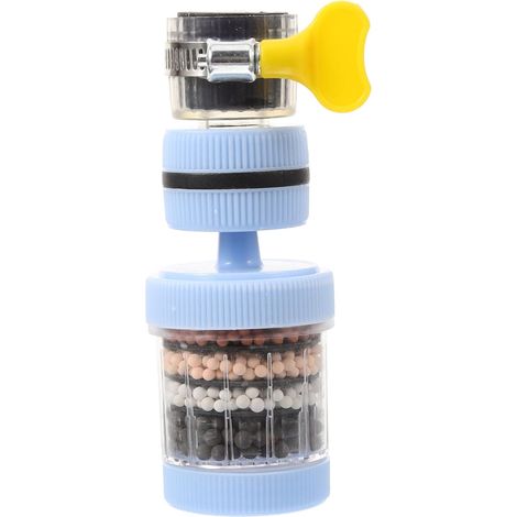 Support de filtre à eau avec rallonge de robinet bleue et adaptateur anti-éclaboussures réglable (1/5)
