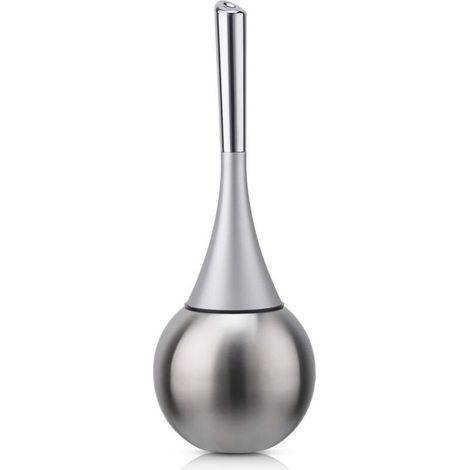 Porte Brosse Toilettes sur Pied Acier Inoxydable Finition Brossé Polie de WC Set Salles (Brosse Inclus)-Argenté (1/5)