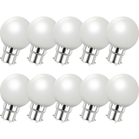 Lot de 10 ampoules LED couleur mini globe G45 B22 à baïonnette 3 W blanc pour décoration maison bar et fête (1/5)