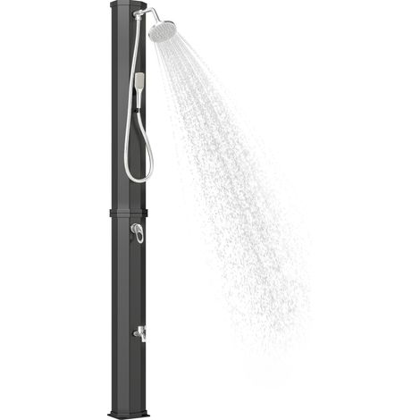 Douche solaire de jardin - Outsunny - douche extérieure de piscine XXL 60L mitigeur eau chaude/froide - ABS - noir