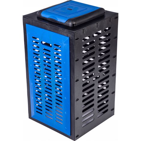Modularer, oben geformter Behälter für blaue Abfallsäcke