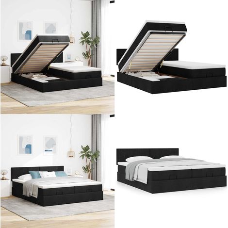 vidaXL Ottoman-Bett mit Matratzen Schwarz 180x200 cm Stoff (1/5)
